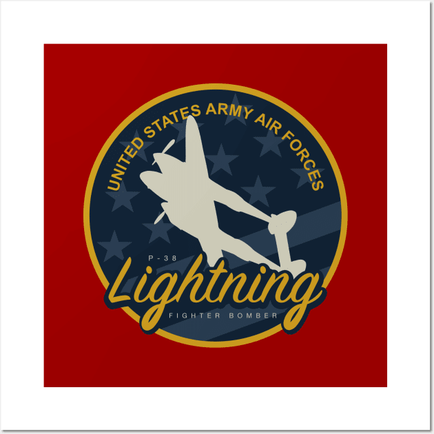 WW2 P-38 Lightning Patch Wall Art by TCP